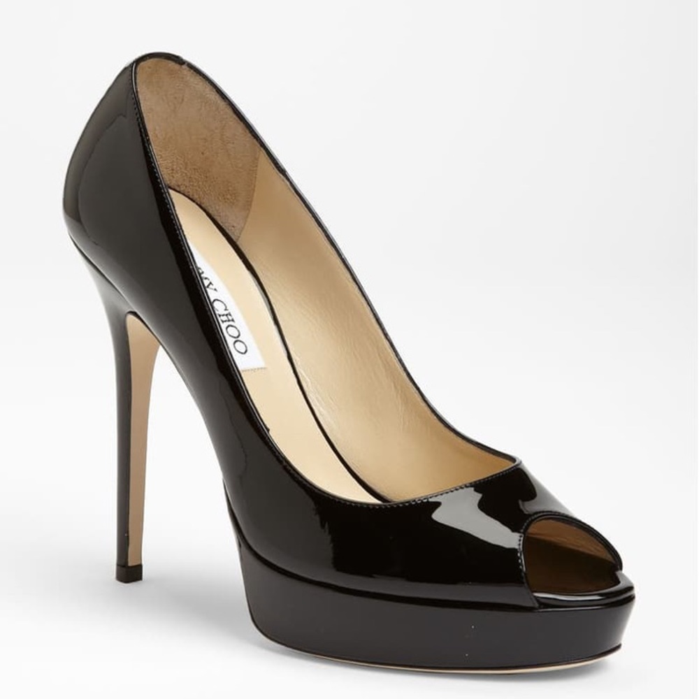 SOLD Jimmy Choo | Crown Peep Toe Platform Patent - Picture 1 of 16